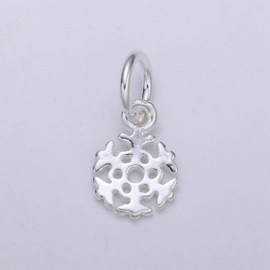 925 Sterling Silver Snowflake Charm, Winter Charm Silver Snow Charm for Necklace Bracelet Earring, Christmas Charm SL-145