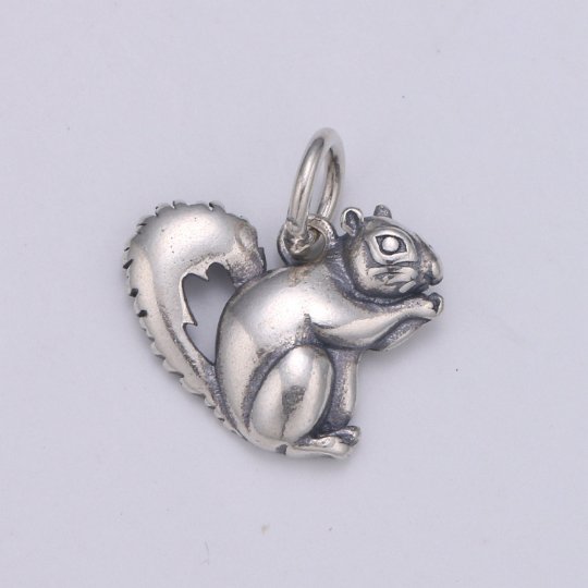 925 Sterling Silver Squirrel Charm, Animal Charm Silver Baby Squirrel Charm for Necklace Bracelet Earring, Forest Animal Charm SL-083