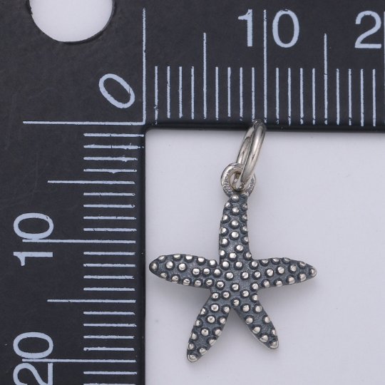 925 Sterling Silver Starfish Charm, Animal Charm Silver Star Fish Charm for Necklace Bracelet Earring, Beach Charm, SL-HJ-154 - DLUXCA