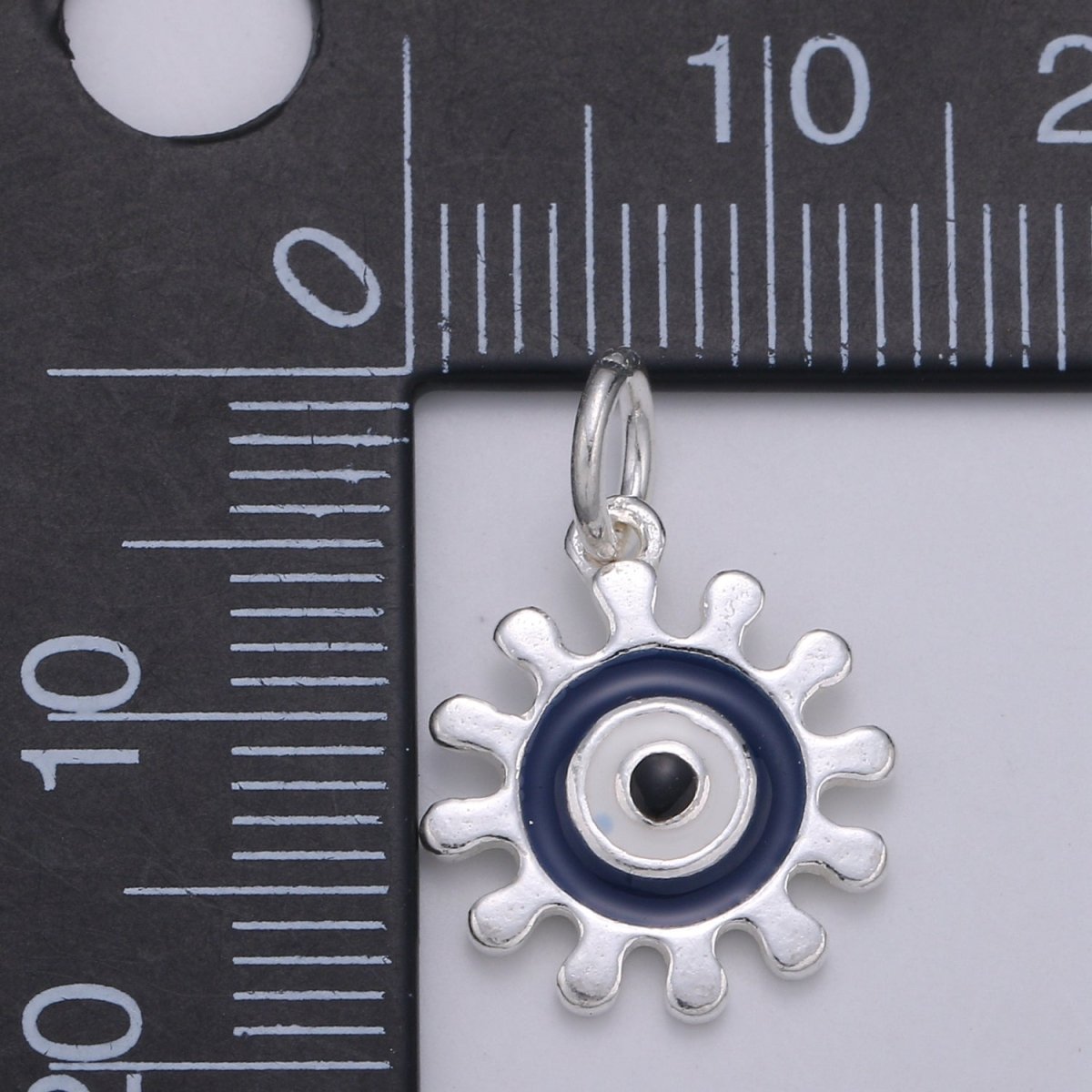 925 Sterling Silver Target Gear Charm, Gear Charm Blue Charm for Necklace Bracelet Earring, White Charm SL-037 SL-038