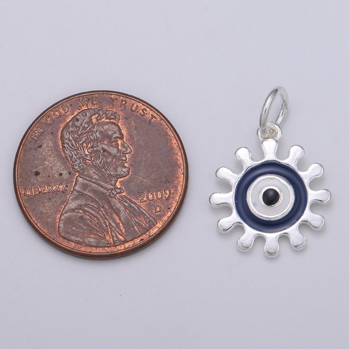 925 Sterling Silver Target Gear Charm, Gear Charm Blue Charm for Necklace Bracelet Earring, White Charm SL-037 SL-038