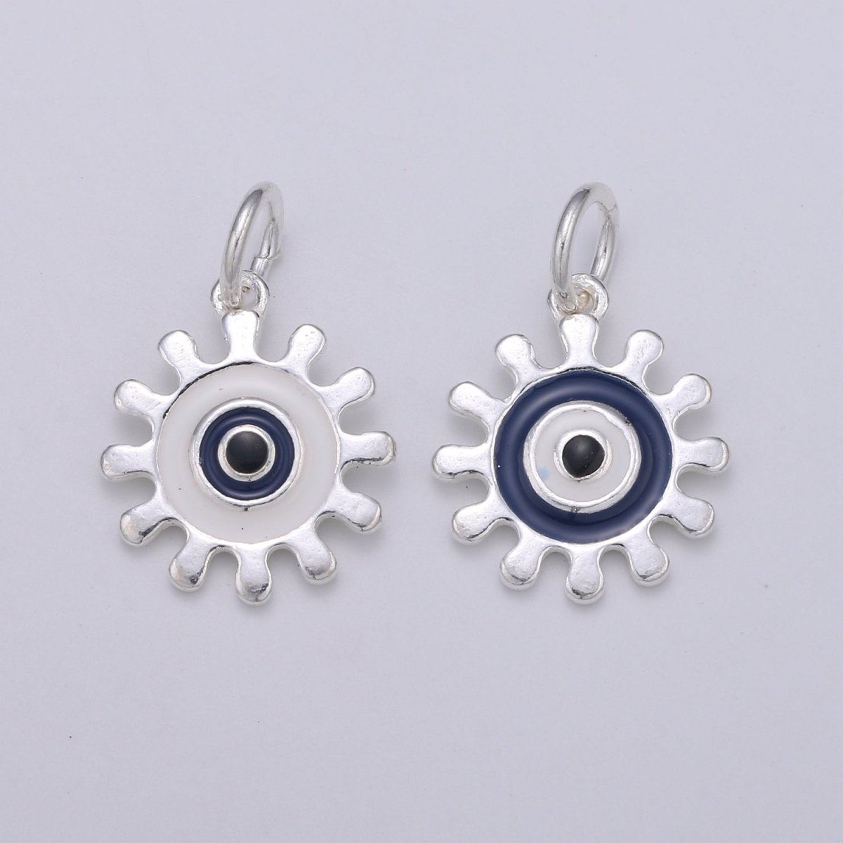 925 Sterling Silver Target Gear Charm, Gear Charm Blue Charm for Necklace Bracelet Earring, White Charm SL-037 SL-038
