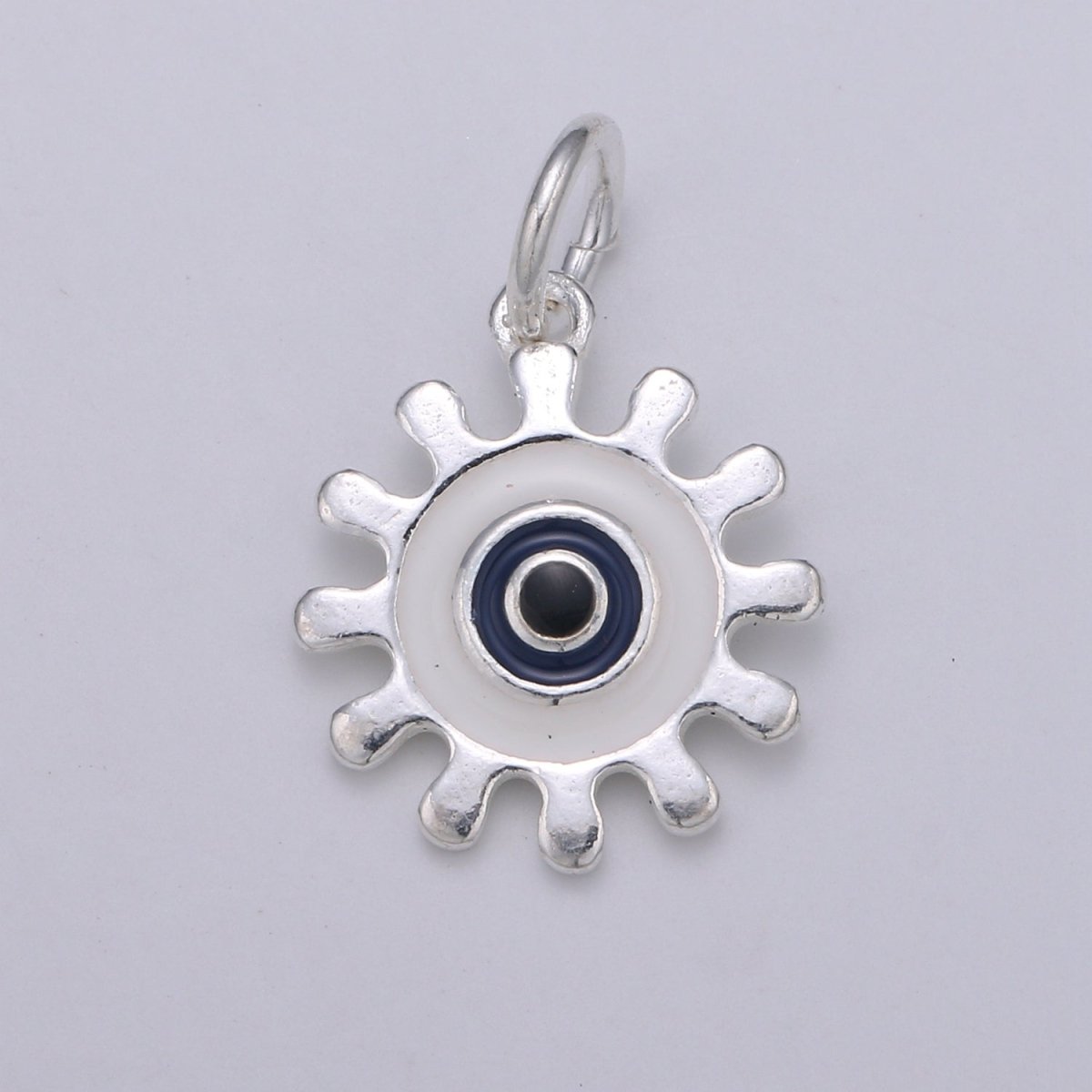 925 Sterling Silver Target Gear Charm, Gear Charm Blue Charm for Necklace Bracelet Earring, White Charm SL-037 SL-038