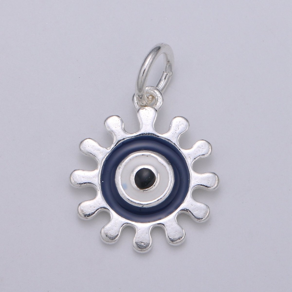 925 Sterling Silver Target Gear Charm, Gear Charm Blue Charm for Necklace Bracelet Earring, White Charm SL-037 SL-038