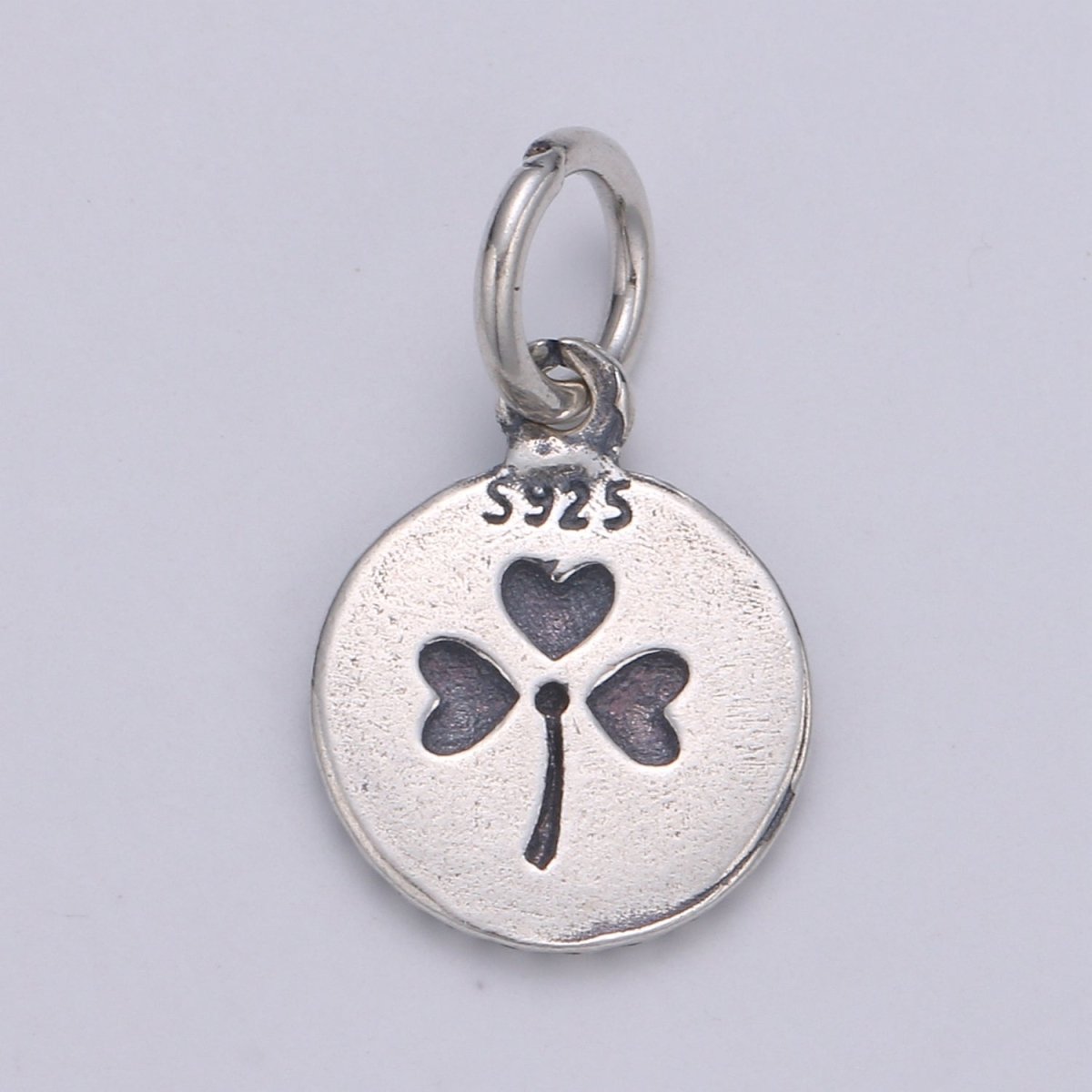 925 Sterling Silver Three Leaf Clover Charm, Message Charm Silver Happy Charm for Necklace Bracelet Earring, Good Luck Charm SL-103