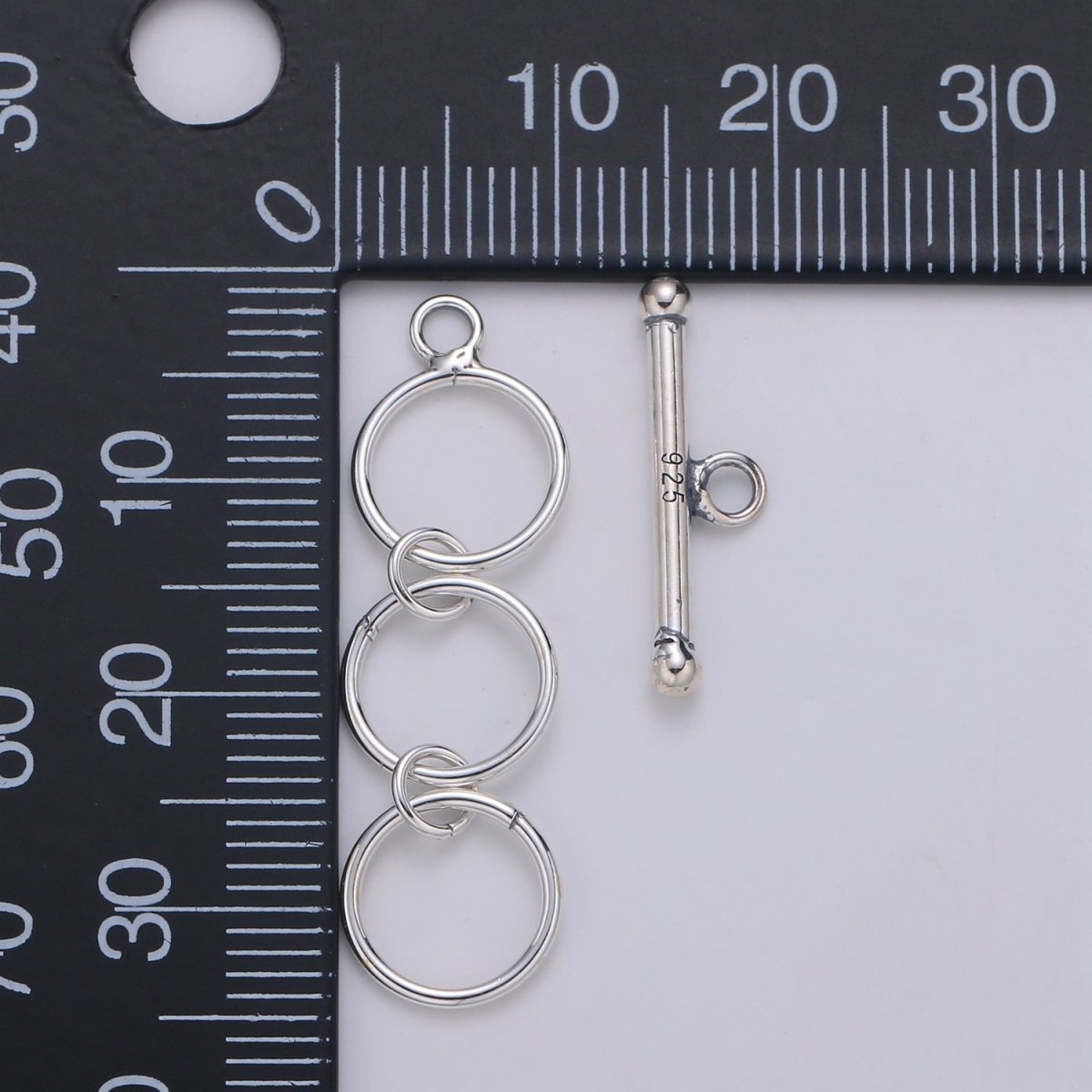 925 Sterling Silver Triple Ring Clasp, Circle and Toggle Clasp for necklace, bracelet, DIY Jewelry making SL-253
