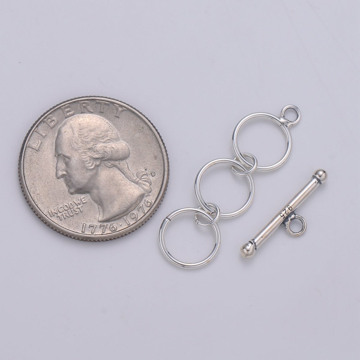 925 Sterling Silver Triple Ring Clasp, Circle and Toggle Clasp for necklace, bracelet, DIY Jewelry making SL-253