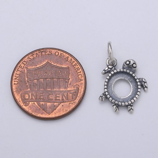 925 Sterling Silver Turtle Charm, Beach Charm Silver Sea Turtle Charm for Necklace Bracelet Earring, Sea turtle Charm SL-108
