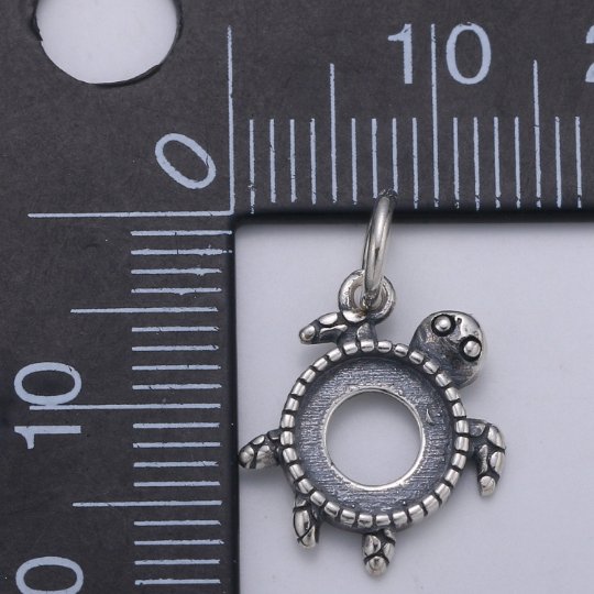 925 Sterling Silver Turtle Charm, Beach Charm Silver Sea Turtle Charm for Necklace Bracelet Earring, Sea turtle Charm SL-108