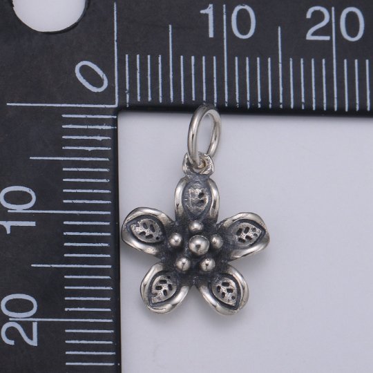 925 Sterling Silver Wildflower Charm, Floral Charm Silver Flower Charm for Necklace Bracelet Earring, Flower Charm SL-089