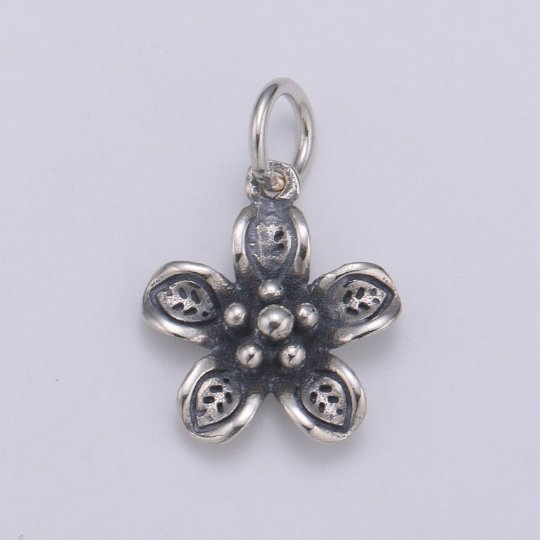 925 Sterling Silver Wildflower Charm, Floral Charm Silver Flower Charm for Necklace Bracelet Earring, Flower Charm SL-089