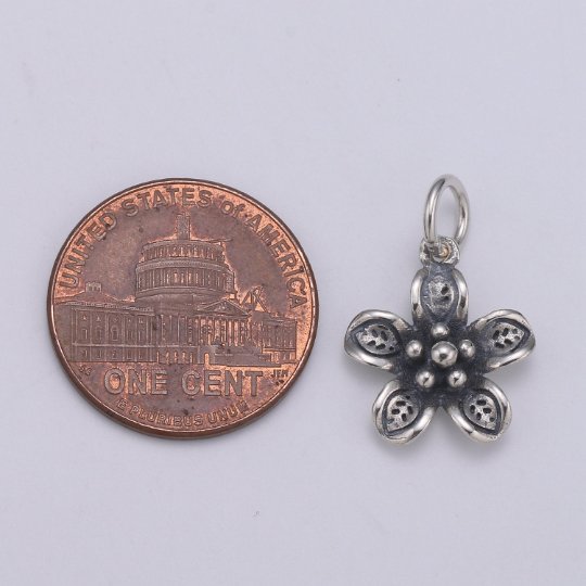 925 Sterling Silver Wildflower Charm, Floral Charm Silver Flower Charm for Necklace Bracelet Earring, Flower Charm SL-089