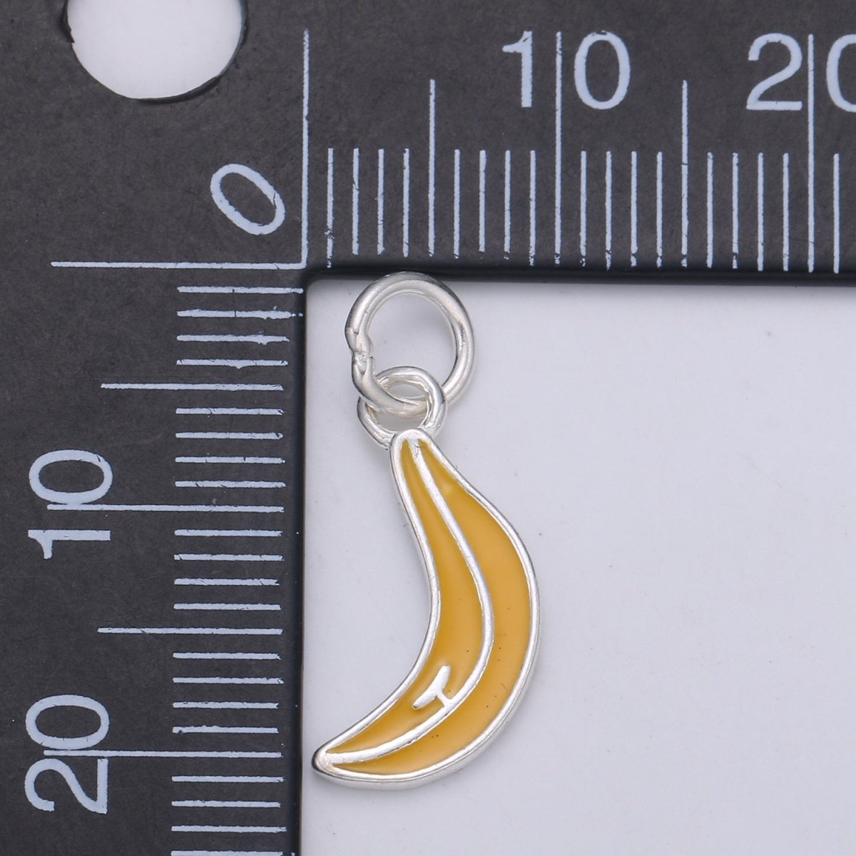 925 Sterling Silver Yellow Banana Charm, Fruit Charm Silver Yellow Charm for Necklace Bracelet Earring, Banana Charm SL-049