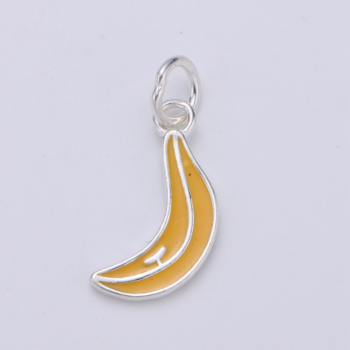 925 Sterling Silver Yellow Banana Charm, Fruit Charm Silver Yellow Charm for Necklace Bracelet Earring, Banana Charm SL-049