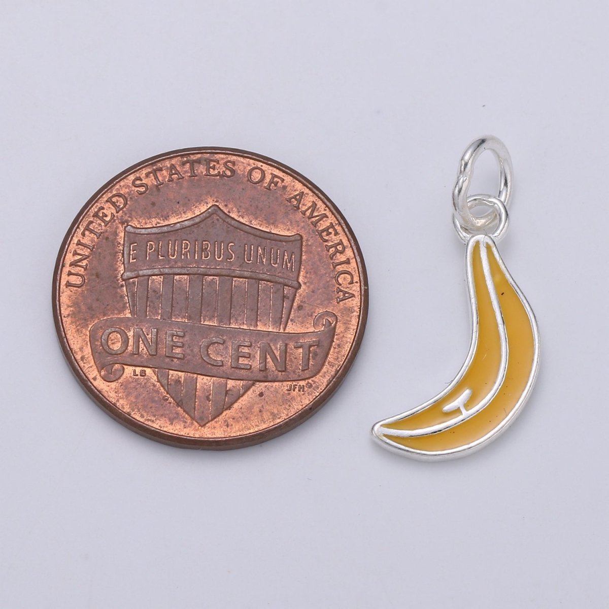 925 Sterling Silver Yellow Banana Charm, Fruit Charm Silver Yellow Charm for Necklace Bracelet Earring, Banana Charm SL-049