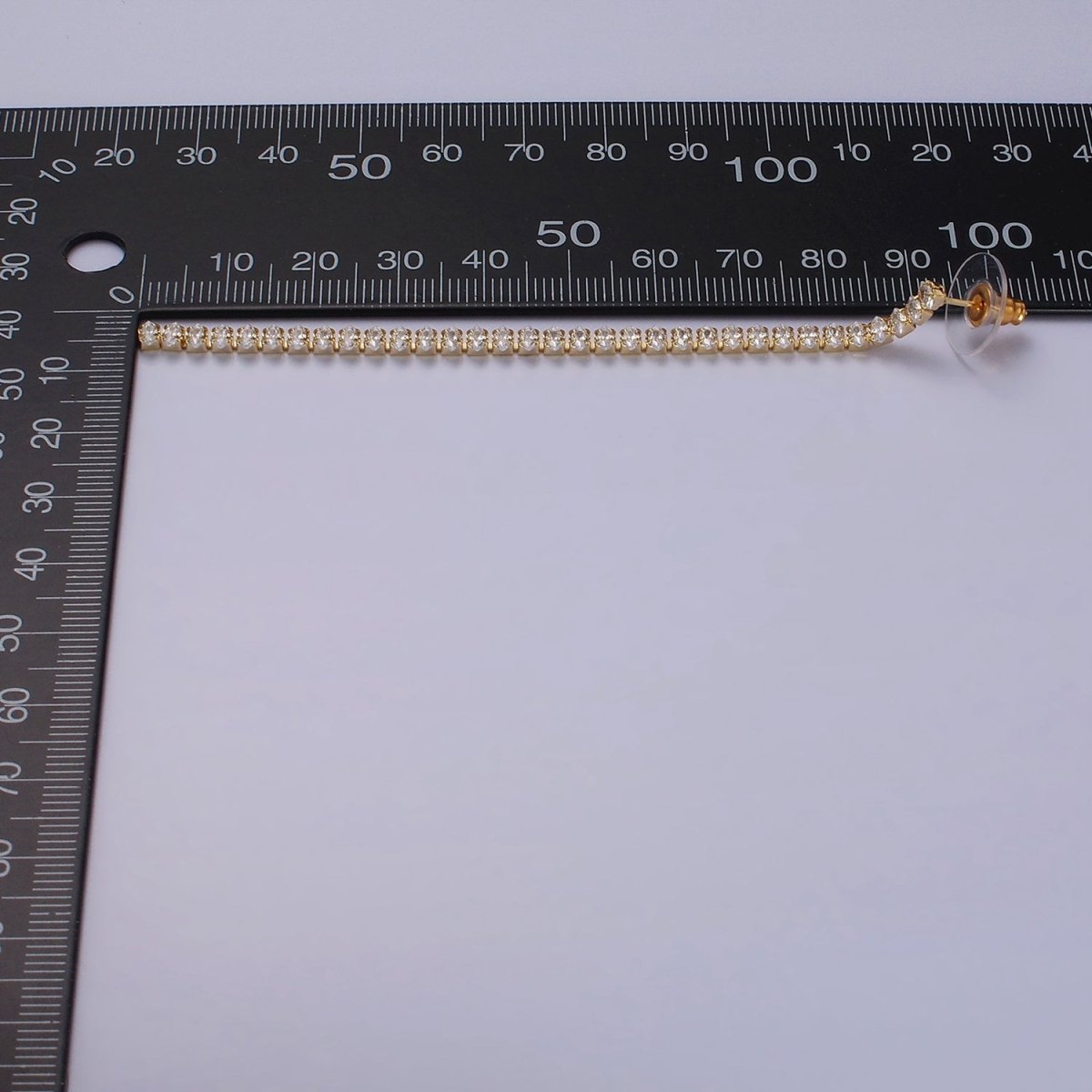 95mm Clear Marquise CZ Linear Drop Stud Earrings in Gold & Silver | AE285 AE286