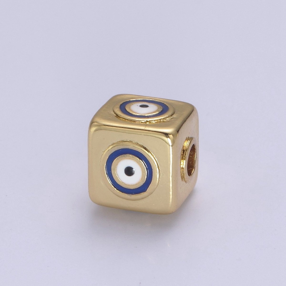 9mm Evil eye Cube charm Beads, Square Spacer Beads on Four Sides, Turkish Evil Eye, Gold bead Spacer Lucky Symbol Cube Bead B-774 to B-779