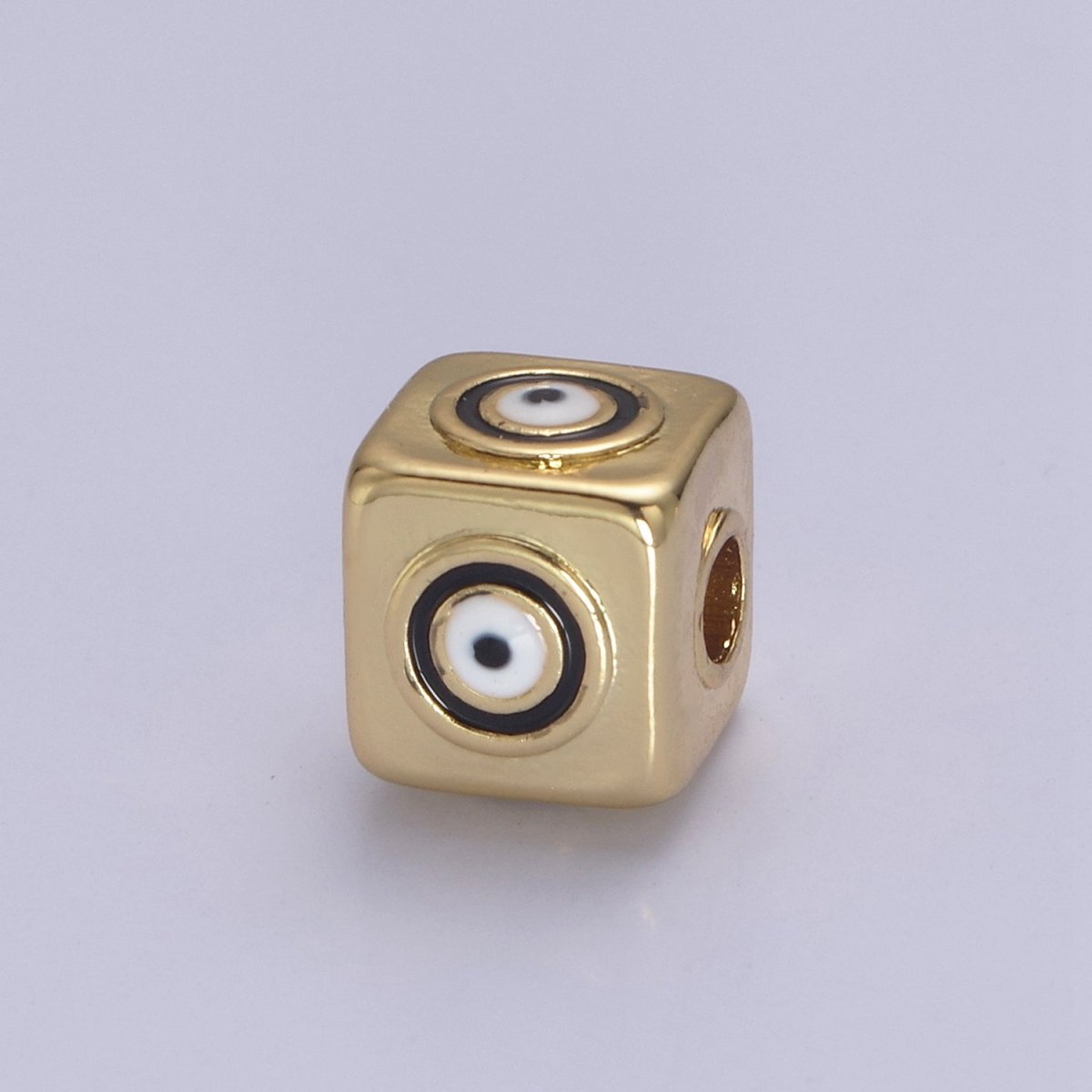 9mm Evil eye Cube charm Beads, Square Spacer Beads on Four Sides, Turkish Evil Eye, Gold bead Spacer Lucky Symbol Cube Bead B-774 to B-779