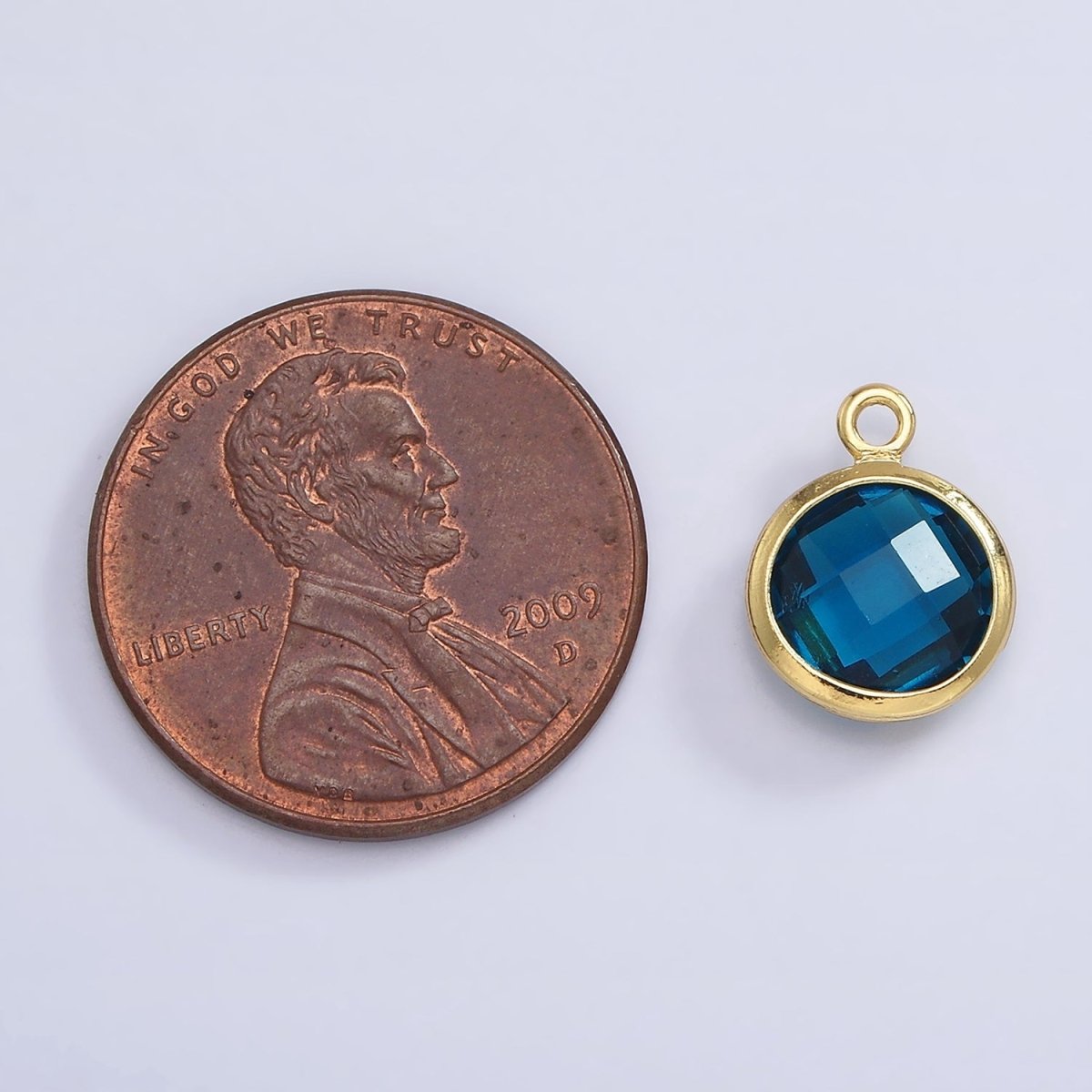 9mm Round BIRTHSTONE Cubic Zirconia Circle Gold Charm Add on Component For Jewelry Making | N-1209 N-1210