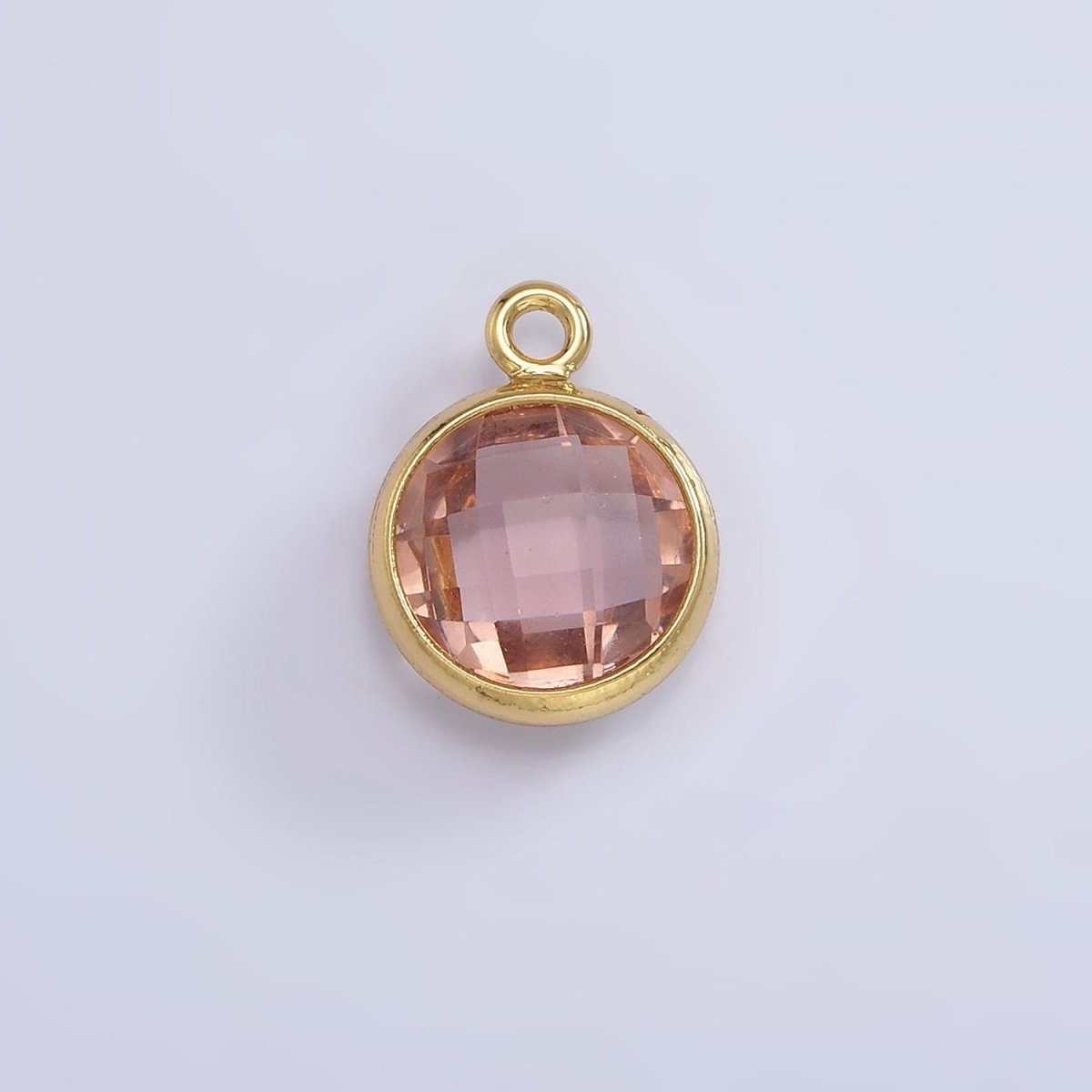 9mm Round BIRTHSTONE Cubic Zirconia Circle Gold Charm Add on Component For Jewelry Making | N-1209 N-1210