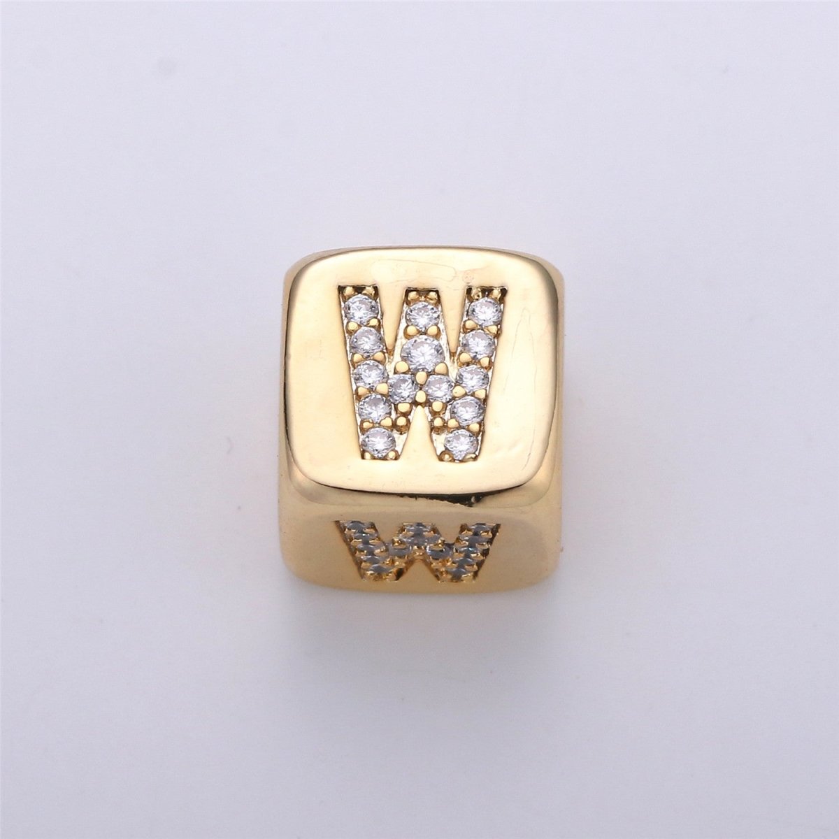 9x9mm Gold Initial Letter Beads, Alphabet Beads, Initial Beads, Alphabet Blocks Micro Pave Initial Block Charm for Bracelet Necklace Supply