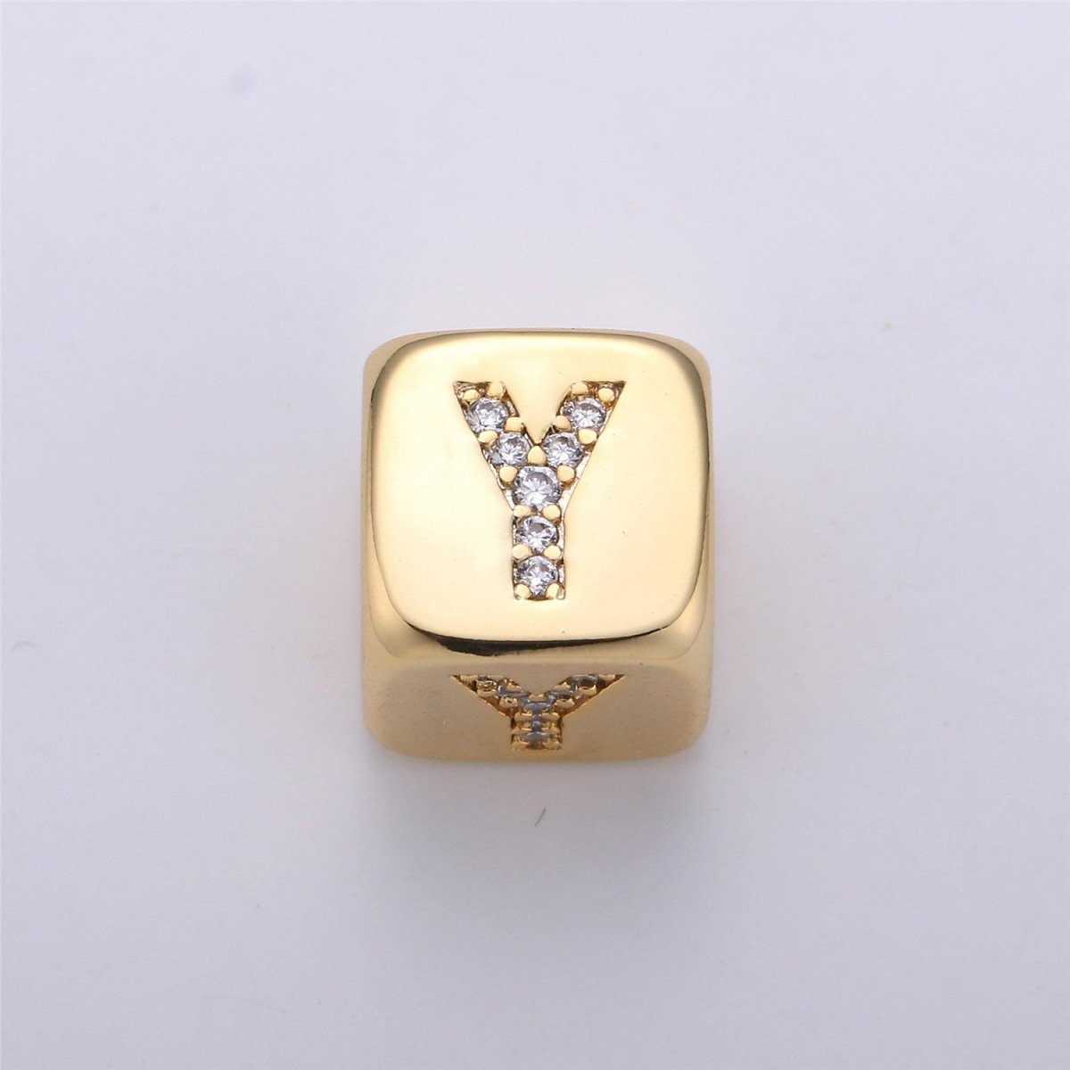 9x9mm Gold Initial Letter Beads, Alphabet Beads, Initial Beads, Alphabet Blocks Micro Pave Initial Block Charm for Bracelet Necklace Supply