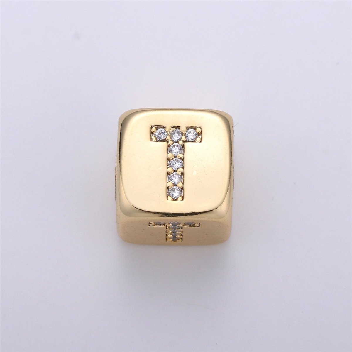 9x9mm Gold Initial Letter Beads, Alphabet Beads, Initial Beads, Alphabet Blocks Micro Pave Initial Block Charm for Bracelet Necklace Supply