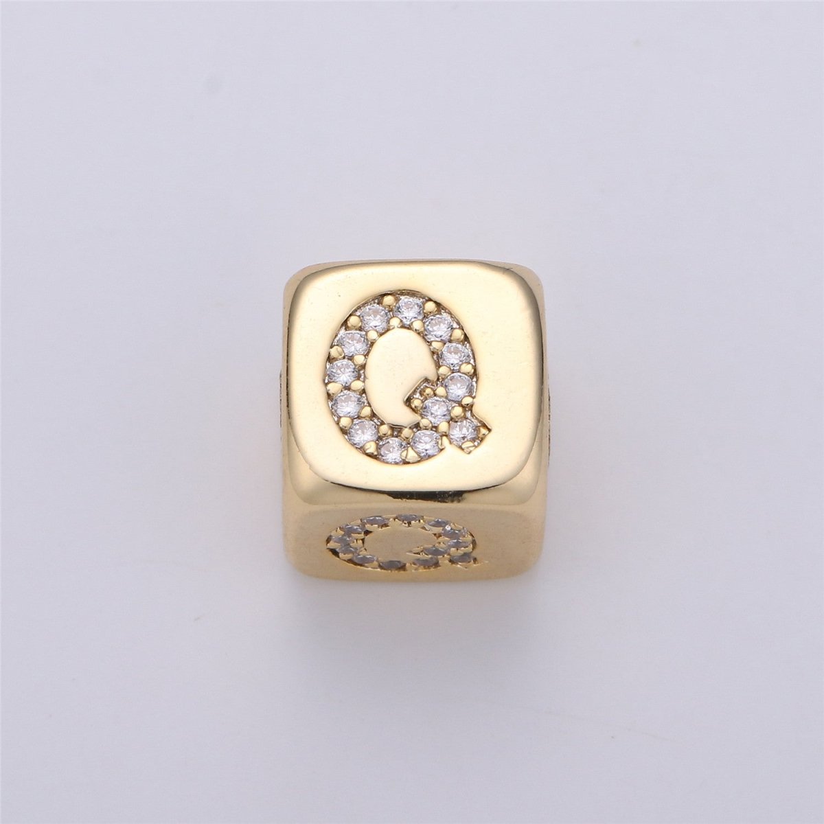 9x9mm Gold Initial Letter Beads, Alphabet Beads, Initial Beads, Alphabet Blocks Micro Pave Initial Block Charm for Bracelet Necklace Supply