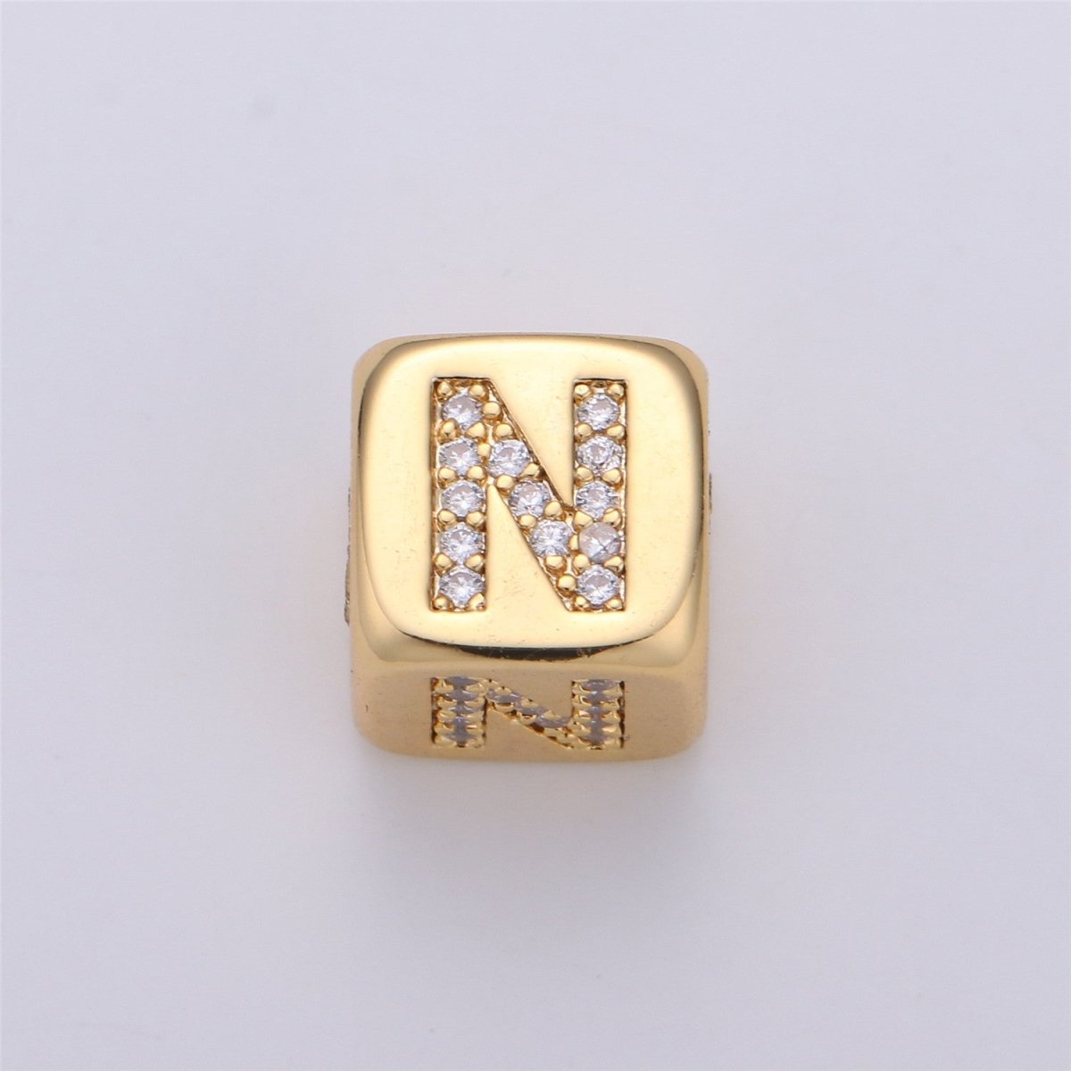 9x9mm Gold Initial Letter Beads, Alphabet Beads, Initial Beads, Alphabet Blocks Micro Pave Initial Block Charm for Bracelet Necklace Supply