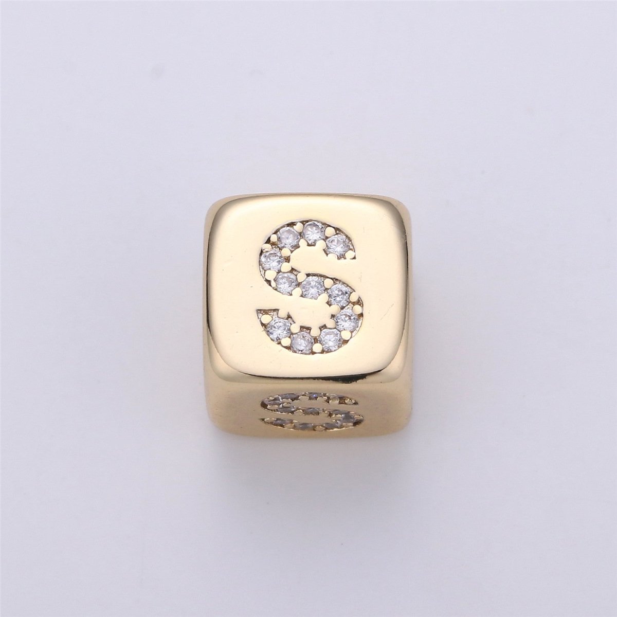 9x9mm Gold Initial Letter Beads, Alphabet Beads, Initial Beads, Alphabet Blocks Micro Pave Initial Block Charm for Bracelet Necklace Supply