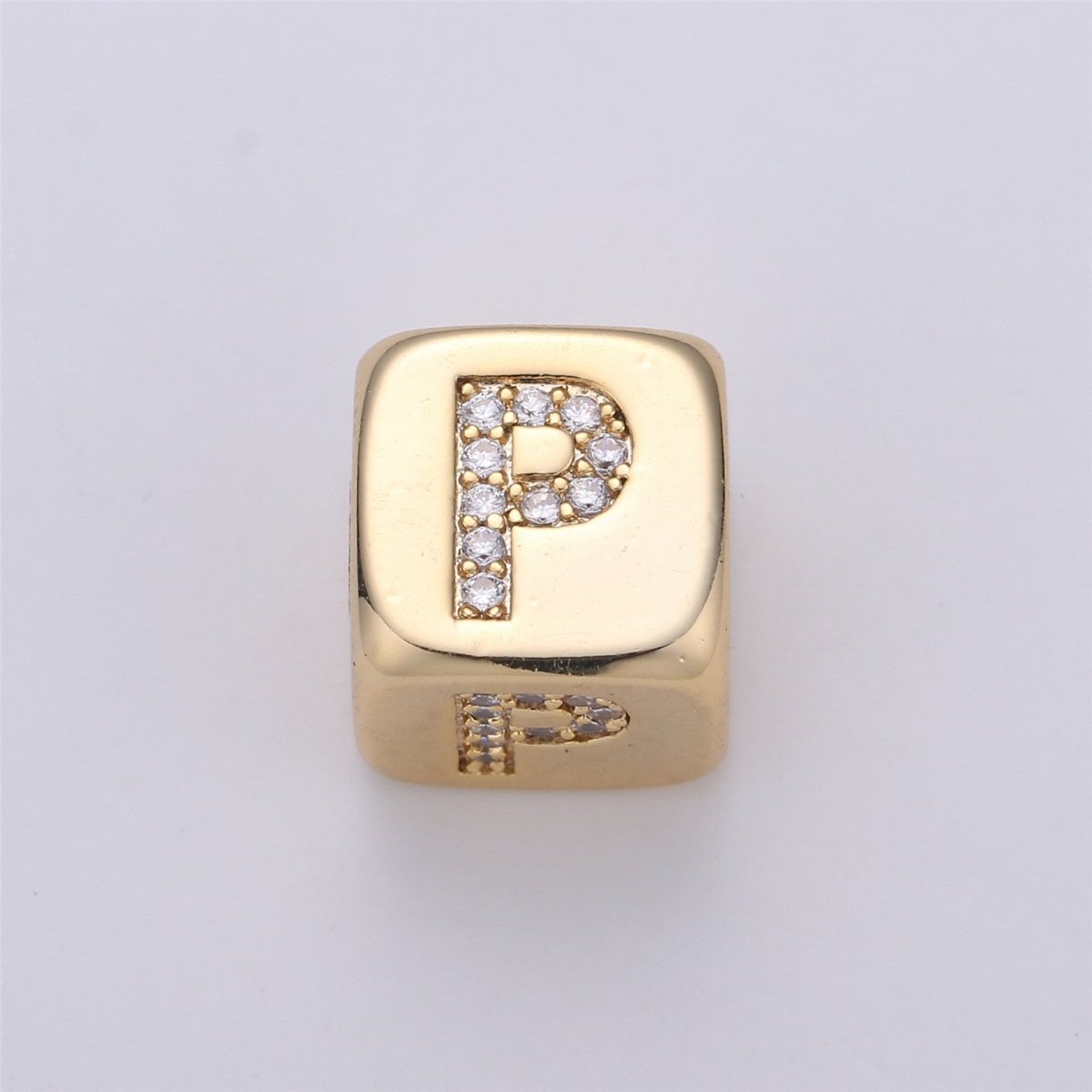 9x9mm Gold Initial Letter Beads, Alphabet Beads, Initial Beads, Alphabet Blocks Micro Pave Initial Block Charm for Bracelet Necklace Supply