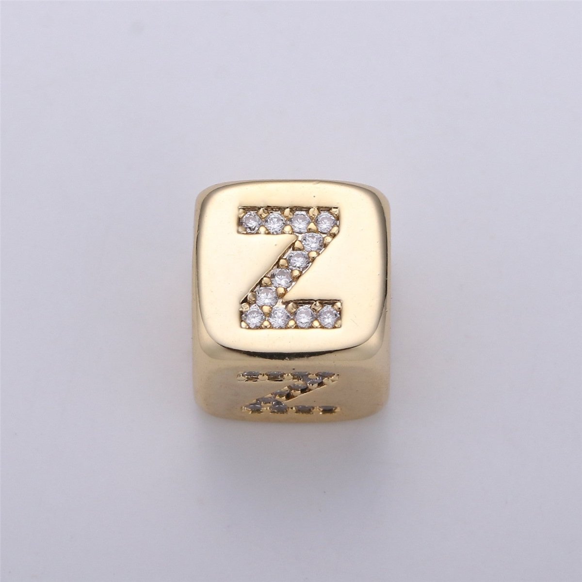 9x9mm Gold Initial Letter Beads, Alphabet Beads, Initial Beads, Alphabet Blocks Micro Pave Initial Block Charm for Bracelet Necklace Supply