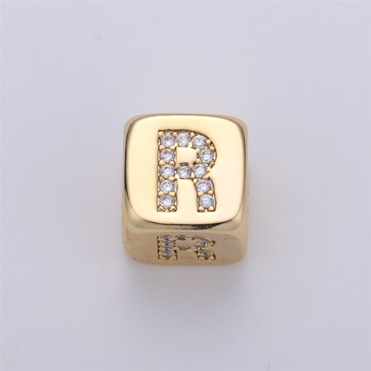 9x9mm Gold Initial Letter Beads, Alphabet Beads, Initial Beads, Alphabet Blocks Micro Pave Initial Block Charm for Bracelet Necklace Supply