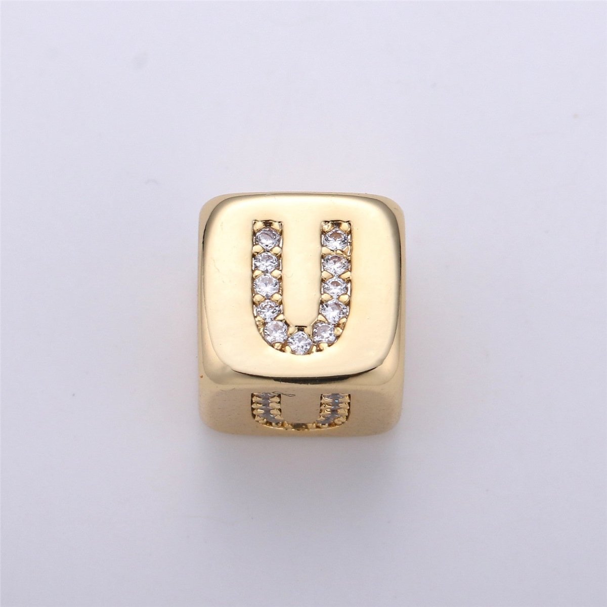 9x9mm Gold Initial Letter Beads, Alphabet Beads, Initial Beads, Alphabet Blocks Micro Pave Initial Block Charm for Bracelet Necklace Supply