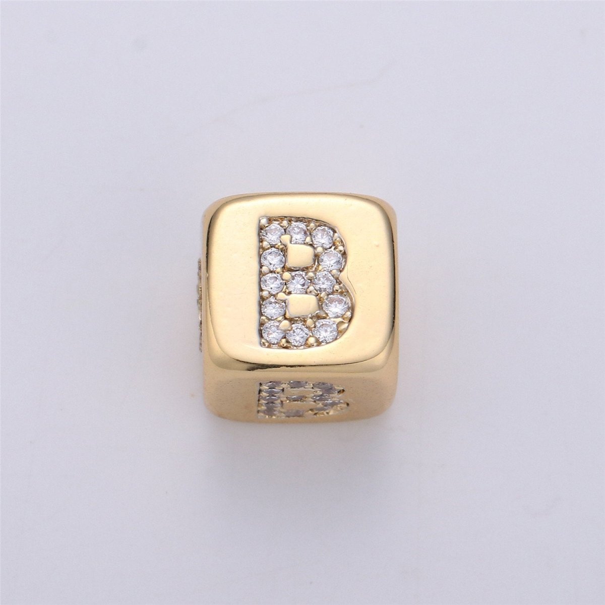 9x9mm Gold Initial Letter Beads, Alphabet Beads, Initial Beads, Alphabet Blocks Micro Pave Initial Block Charm for Bracelet Necklace Supply