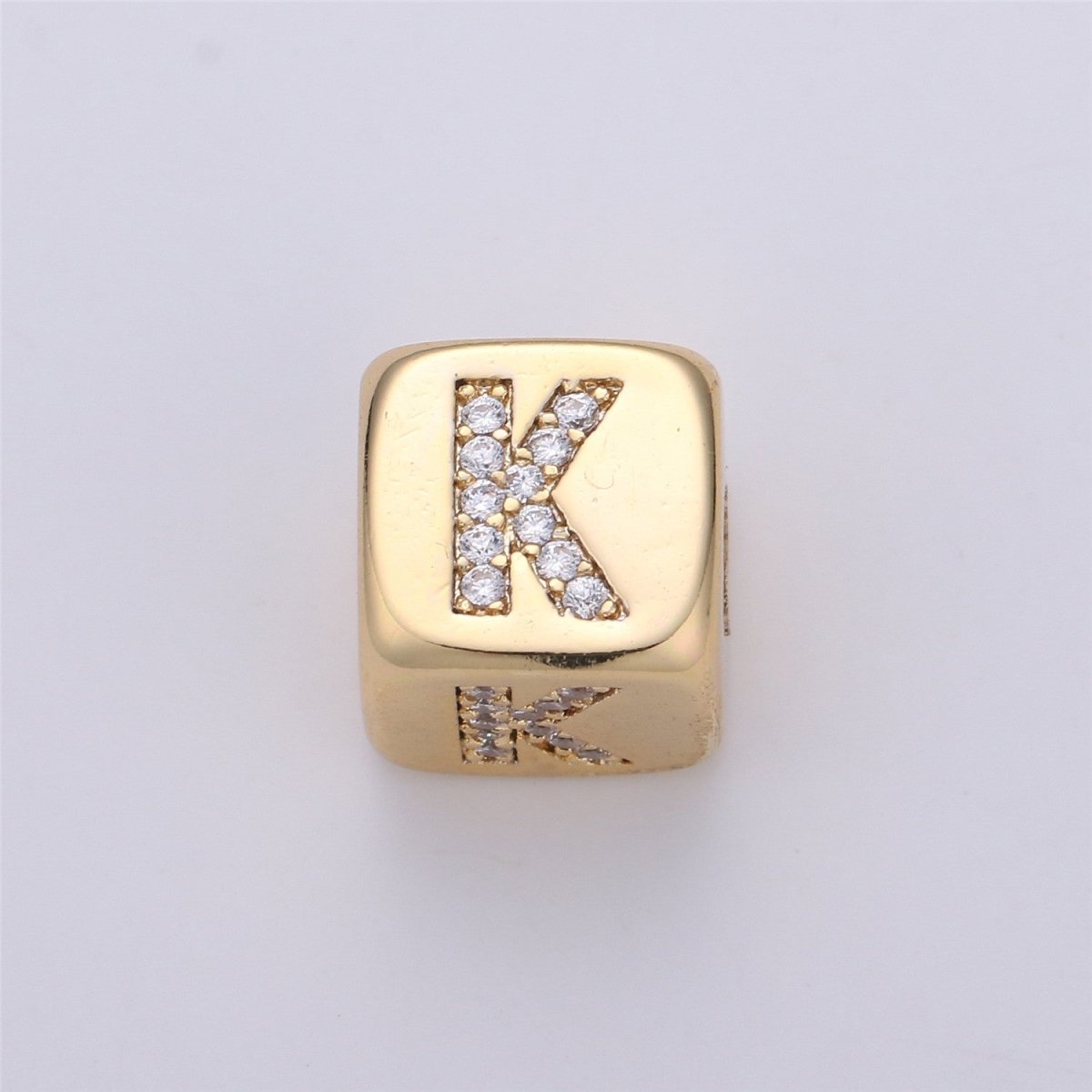9x9mm Gold Initial Letter Beads, Alphabet Beads, Initial Beads, Alphabet Blocks Micro Pave Initial Block Charm for Bracelet Necklace Supply