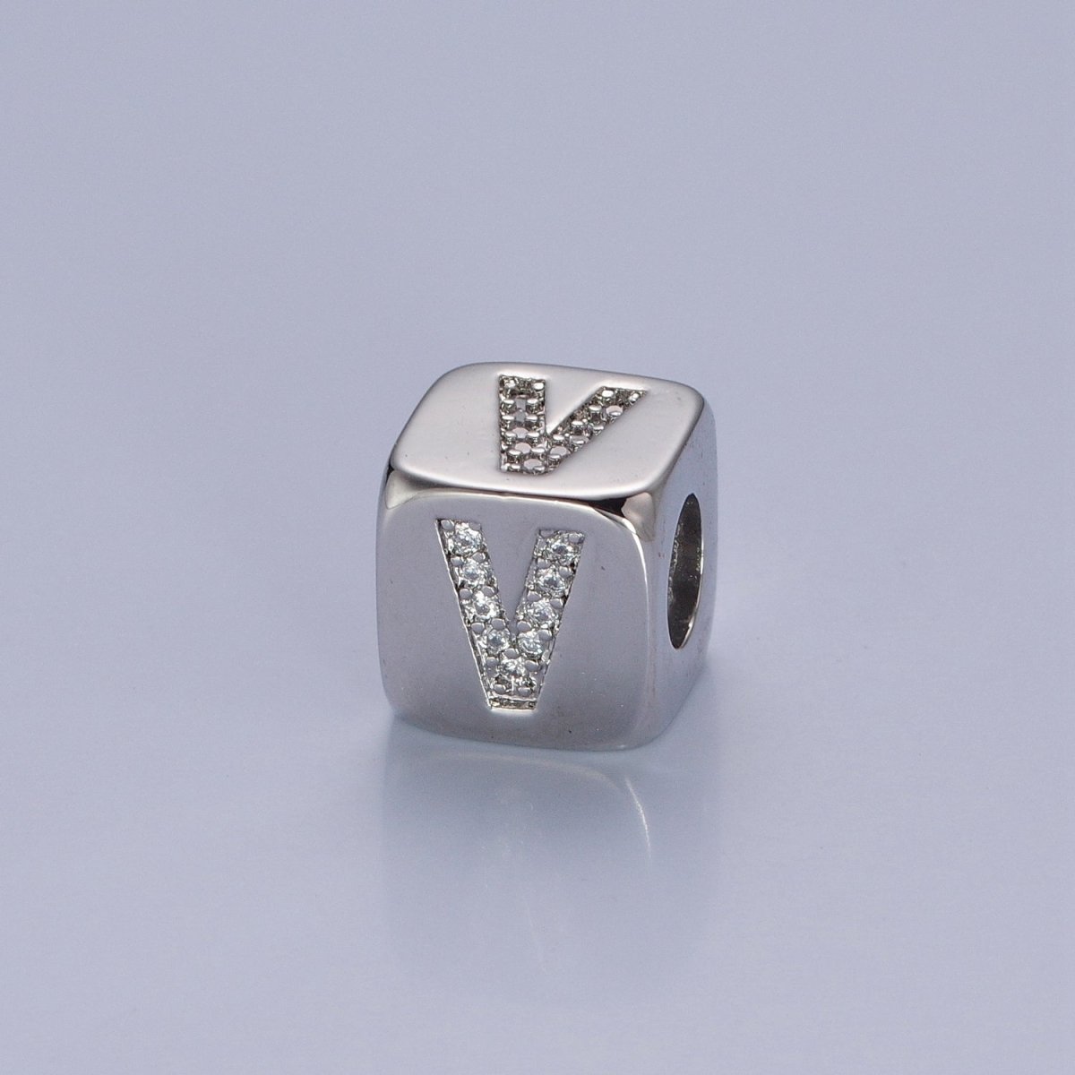 9x9mm Silver Initial Letter Beads, Alphabet Beads, Initial Beads, Alphabet Blocks Micro Pave Initial Block Charm for Bracelet Necklace Supply A-A1939-A-A1951
