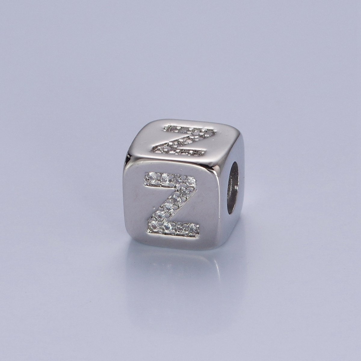 9x9mm Silver Initial Letter Beads, Alphabet Beads, Initial Beads, Alphabet Blocks Micro Pave Initial Block Charm for Bracelet Necklace Supply A-A1939-A-A1951