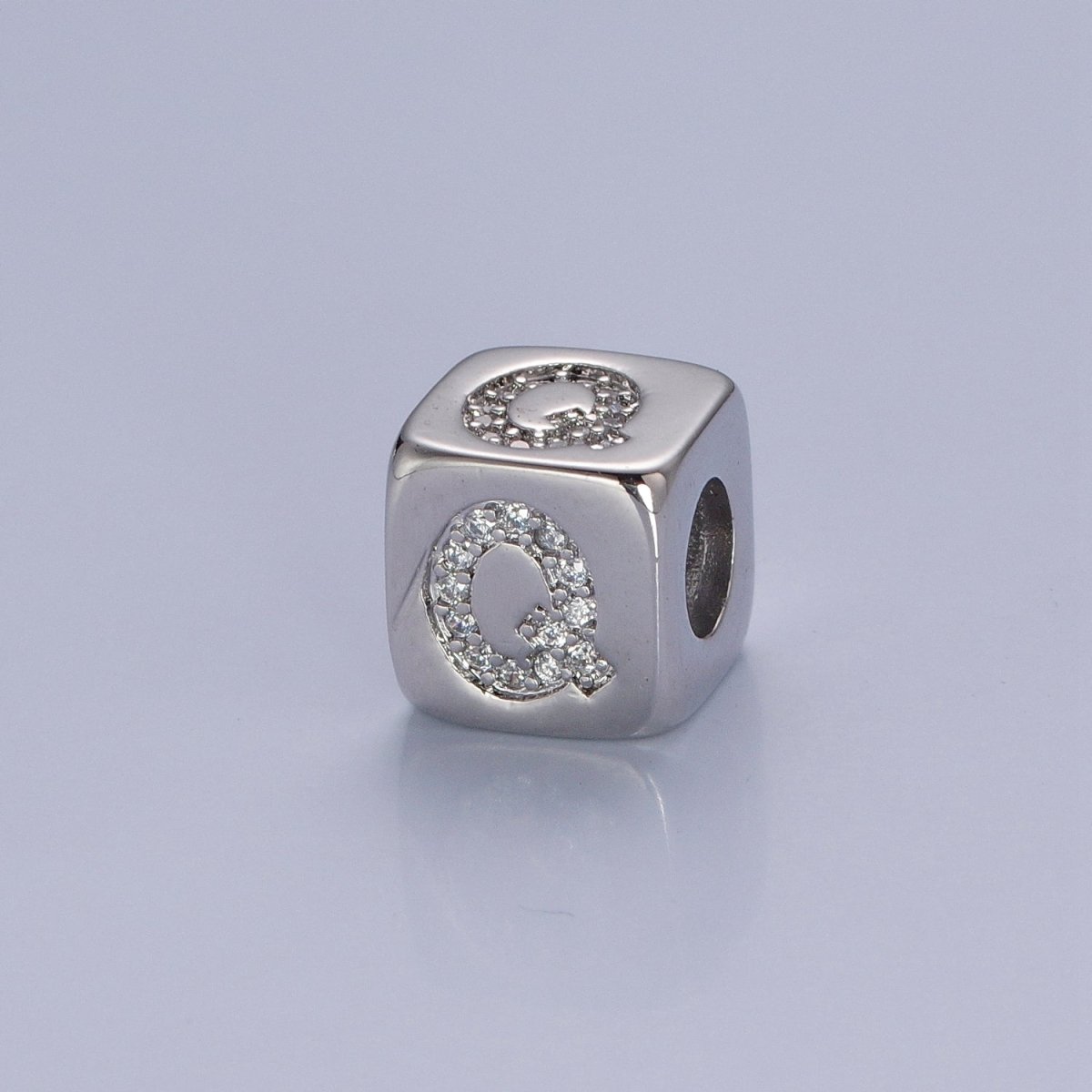 9x9mm Silver Initial Letter Beads, Alphabet Beads, Initial Beads, Alphabet Blocks Micro Pave Initial Block Charm for Bracelet Necklace Supply A-A1939-A-A1951