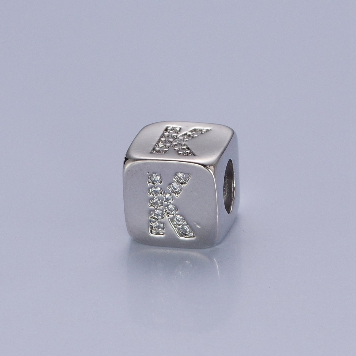 9x9mm Silver Initial Letter Beads, Alphabet Beads, Initial Beads, Alphabet Blocks Micro Pave Initial Block Charm for Bracelet Necklace Supply A-A1939-A-A1951