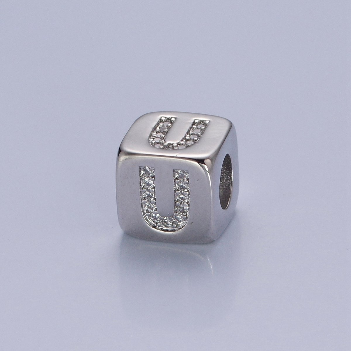 9x9mm Silver Initial Letter Beads, Alphabet Beads, Initial Beads, Alphabet Blocks Micro Pave Initial Block Charm for Bracelet Necklace Supply A-A1939-A-A1951