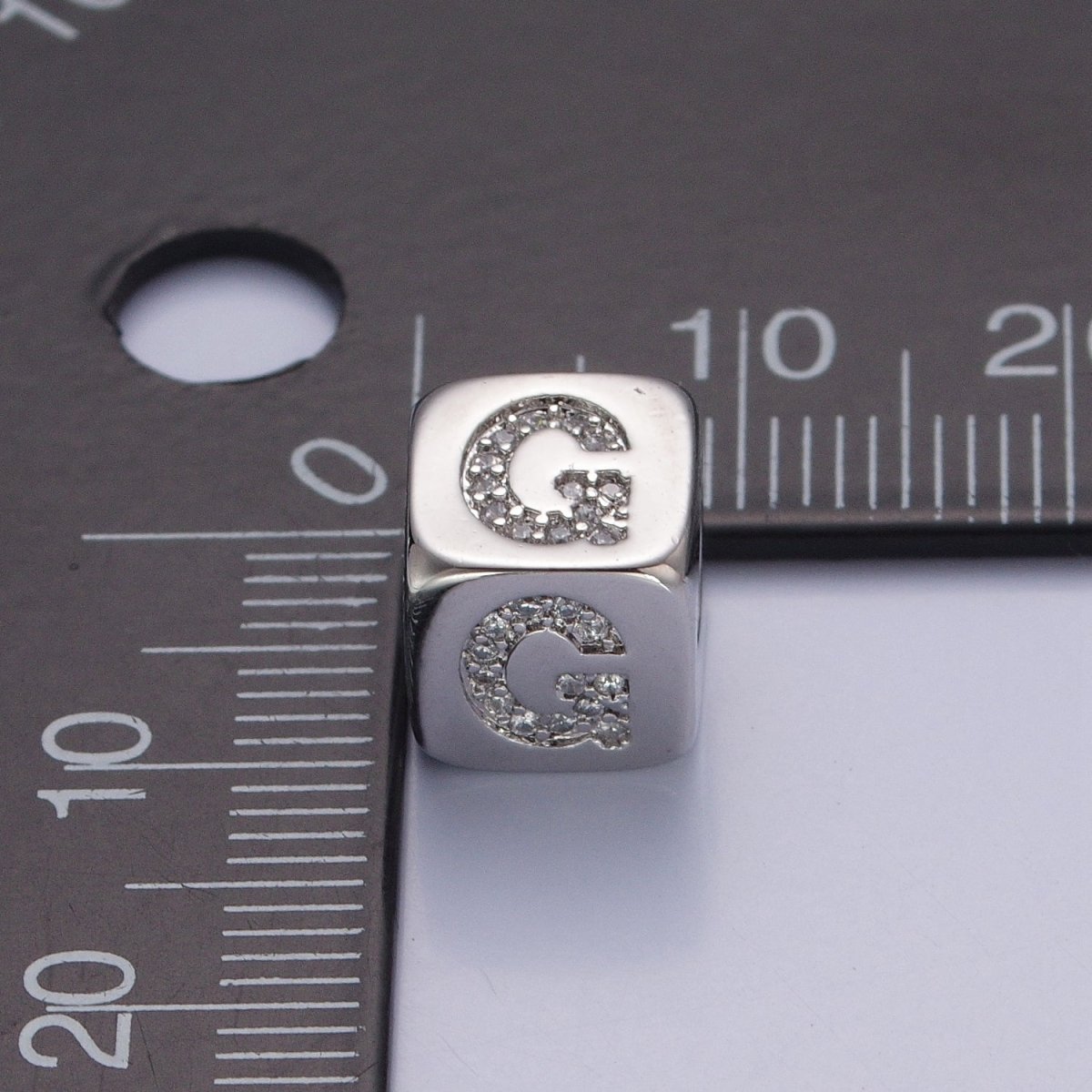 9x9mm Silver Initial Letter Beads, Alphabet Beads, Initial Beads, Alphabet Blocks Micro Pave Initial Block Charm for Bracelet Necklace Supply A-A1939-A-A1951