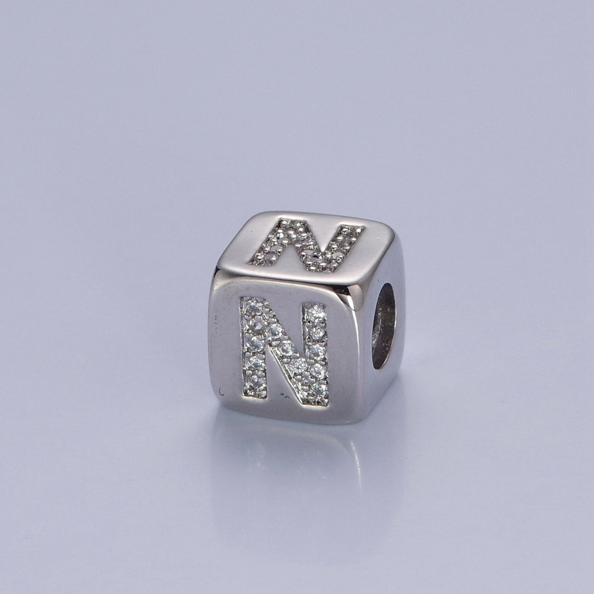 9x9mm Silver Initial Letter Beads, Alphabet Beads, Initial Beads, Alphabet Blocks Micro Pave Initial Block Charm for Bracelet Necklace Supply A-A1939-A-A1951