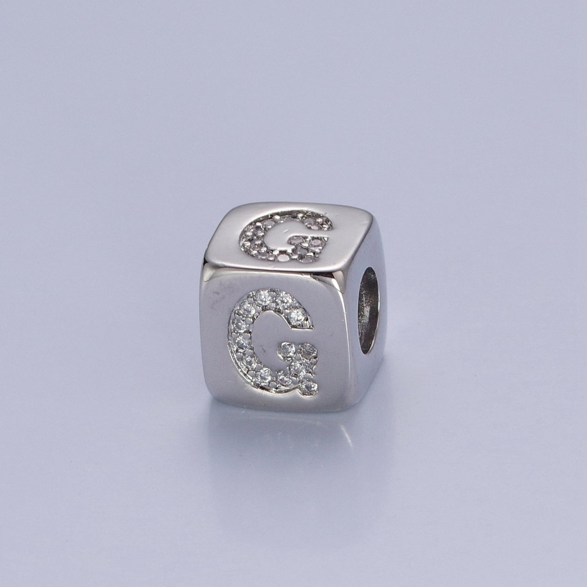9x9mm Silver Initial Letter Beads, Alphabet Beads, Initial Beads, Alphabet Blocks Micro Pave Initial Block Charm for Bracelet Necklace Supply A-A1939-A-A1951