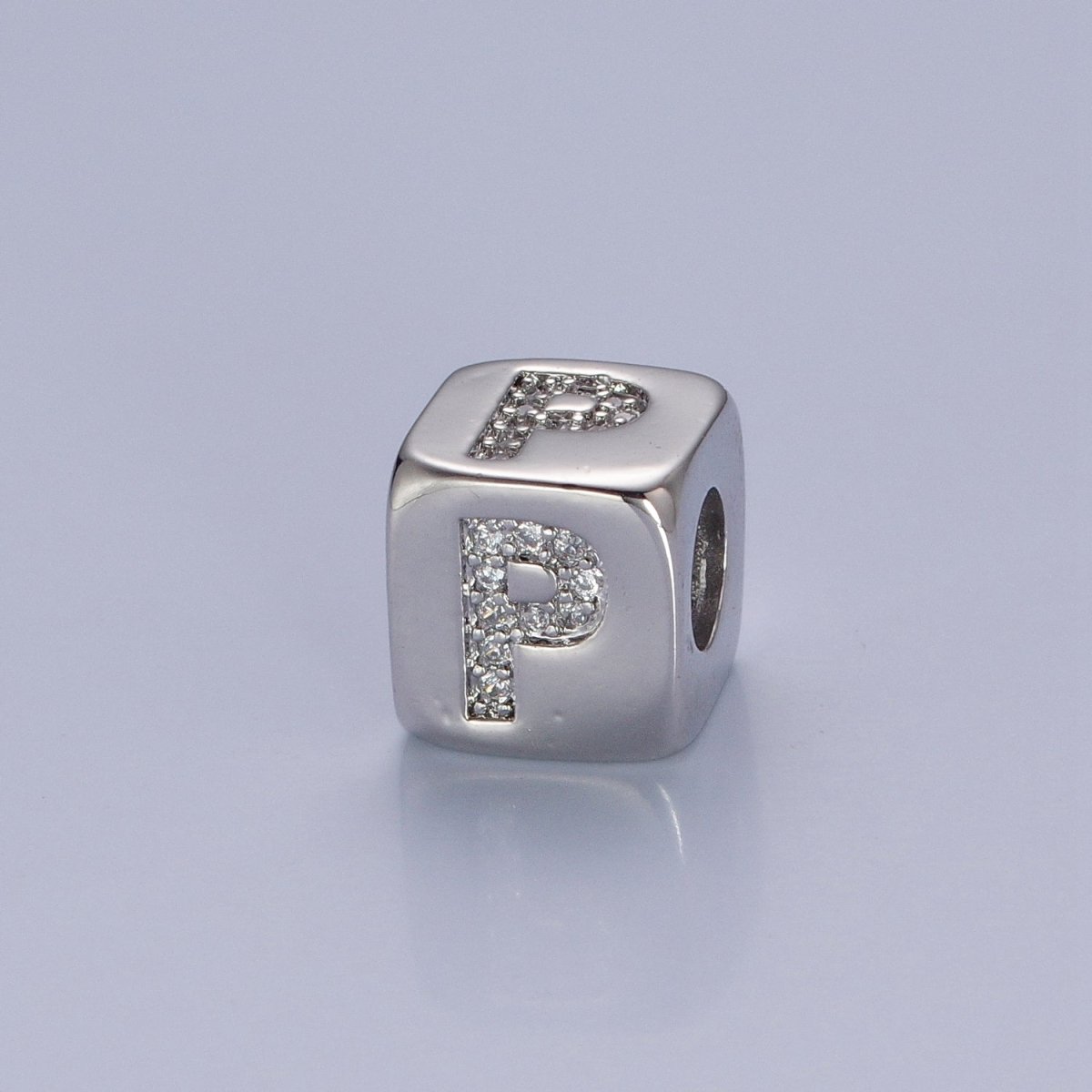 9x9mm Silver Initial Letter Beads, Alphabet Beads, Initial Beads, Alphabet Blocks Micro Pave Initial Block Charm for Bracelet Necklace Supply A-A1939-A-A1951