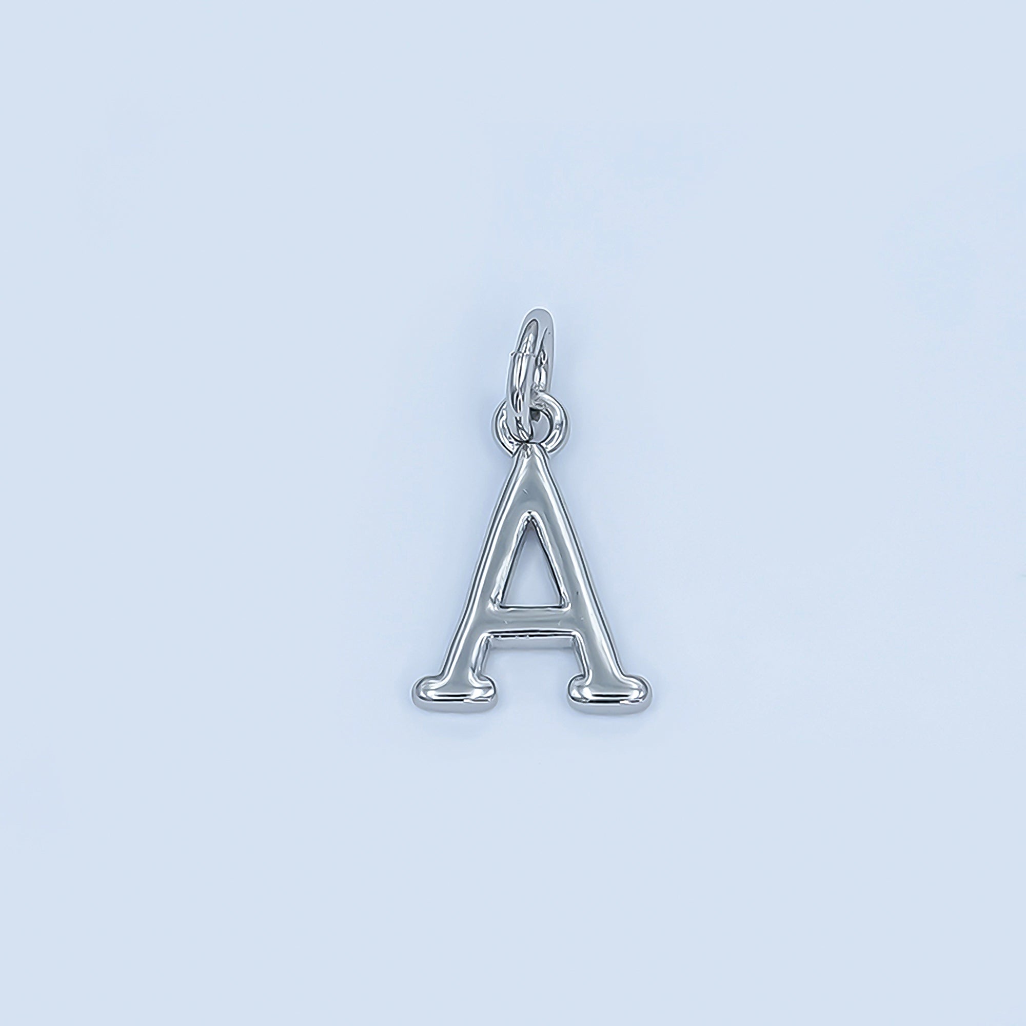 Rhodium Plated Minimalist Initial Letter Charm | A141 - A153