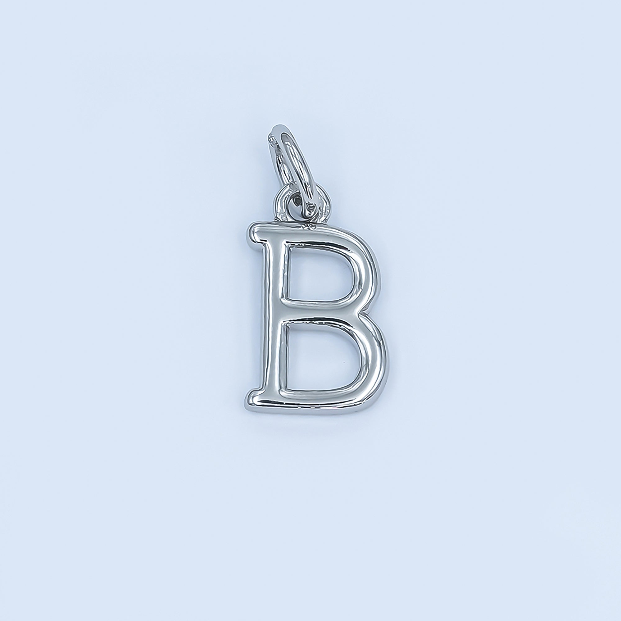 Rhodium Plated Minimalist Initial Letter Charm | A141 - A153