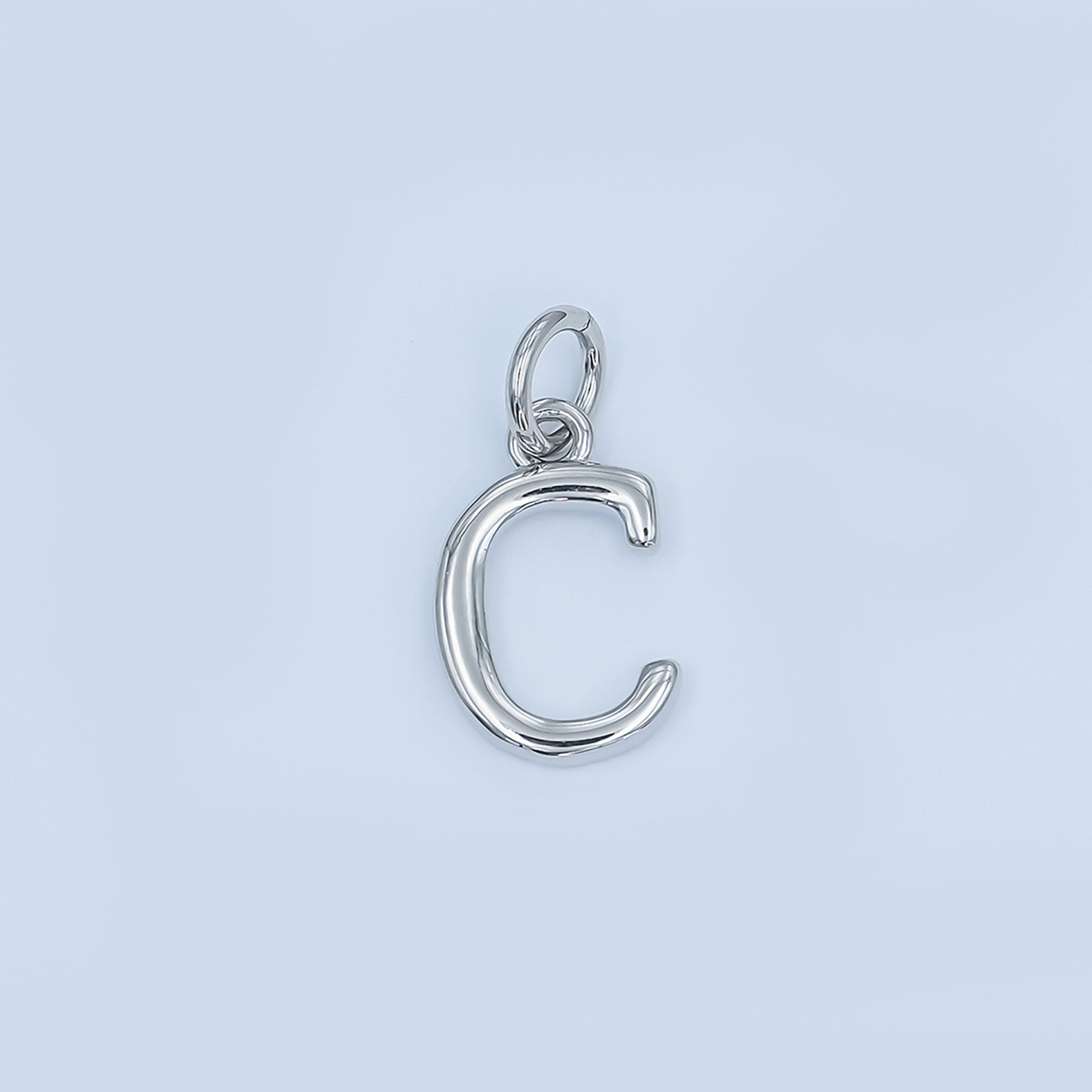 Rhodium Plated Minimalist Initial Letter Charm | A141 - A153