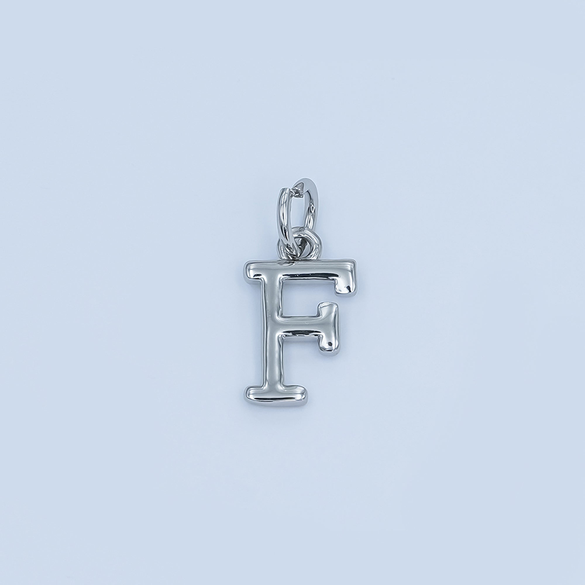 Rhodium Plated Minimalist Initial Letter Charm | A141 - A153