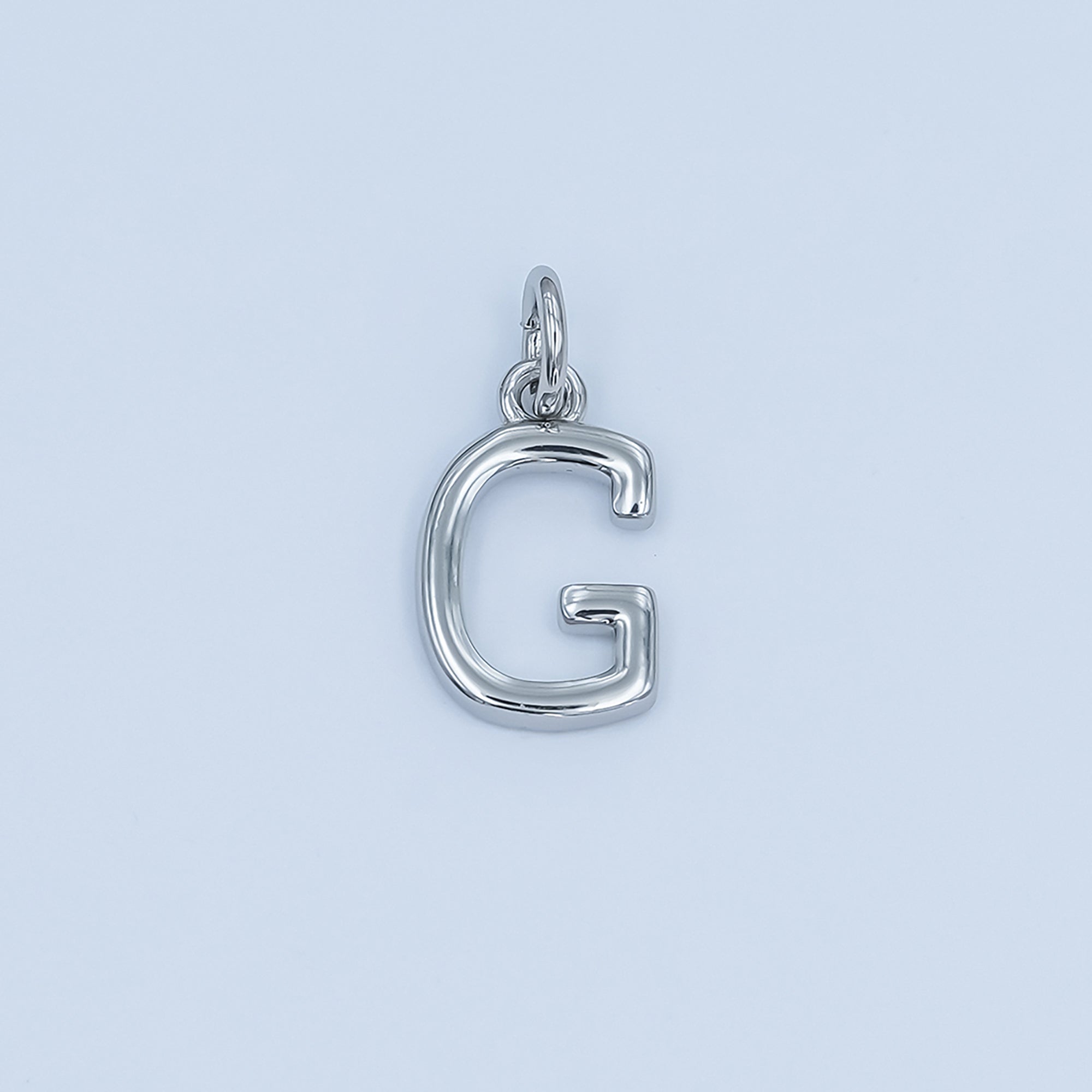 Rhodium Plated Minimalist Initial Letter Charm | A141 - A153